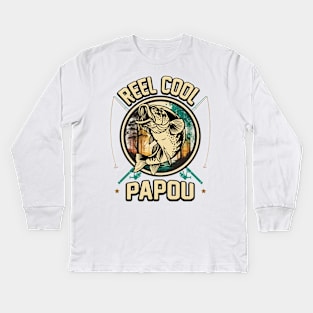 Reel Cool Papou Fishing Gift Kids Long Sleeve T-Shirt